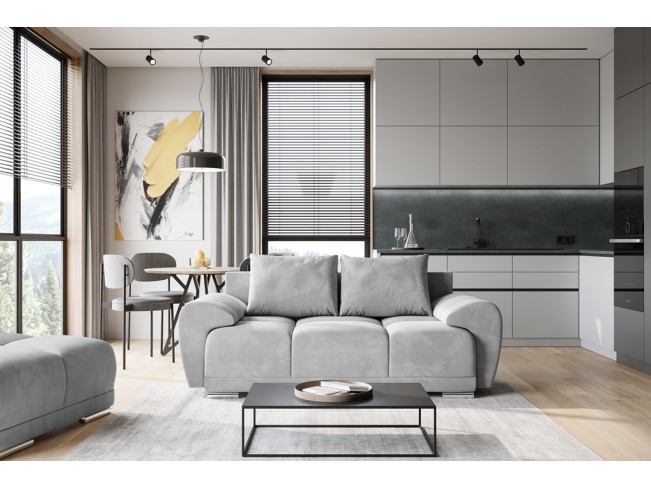 Sofa Bego 2 bez funkcji spania welur Monolith 84 jasny szary