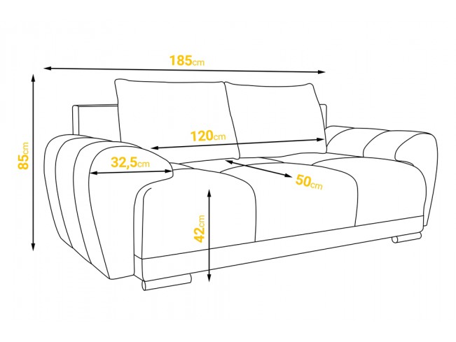 Sofa Bego 2 bez funkcji spania welur Monolith 85 szary