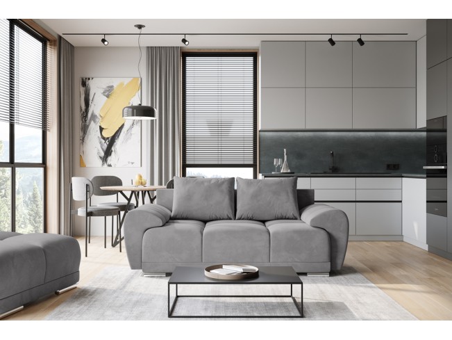 Sofa Bego 2 bez funkcji spania welur Monolith 85 szary