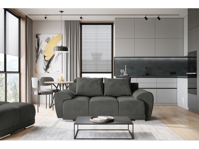 Sofa Bego 2 bez funkcji spania welur Monolith 92 popielaty