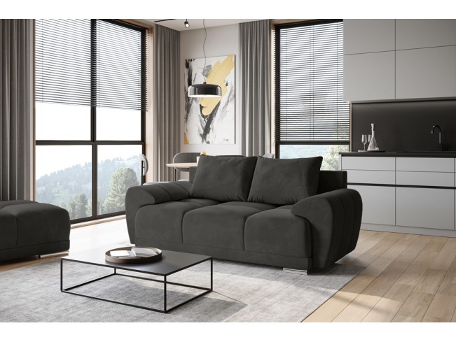 Sofa Bego 2 bez funkcji spania welur Monolith 95 ciemny szary