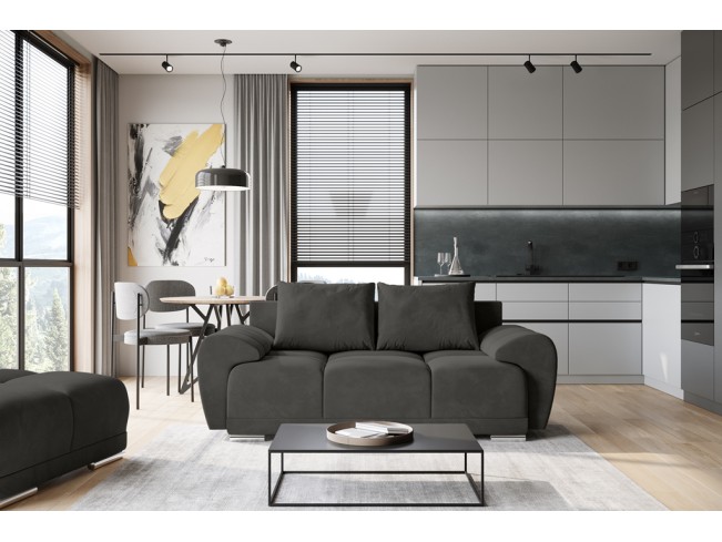 Sofa Bego 2 bez funkcji spania welur Monolith 95 ciemny szary