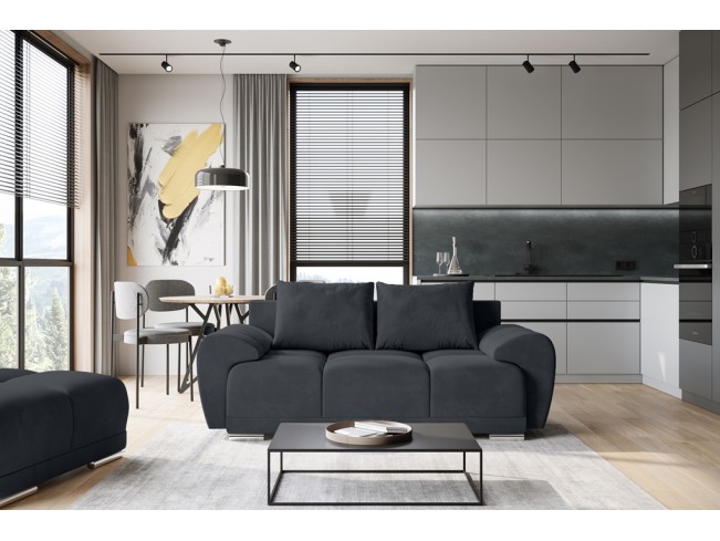 Sofa Bego 2 bez funkcji spania welur Monolith 97 ciemny grafit