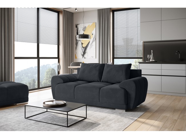 Sofa Bego 2 bez funkcji spania welur Monolith 97 ciemny grafit