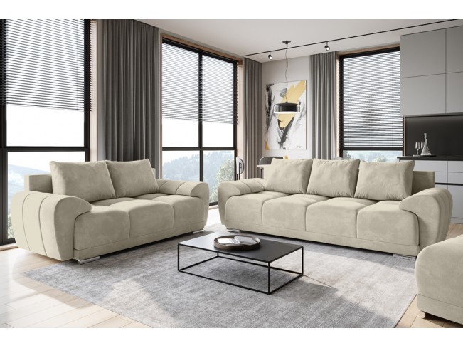 Sofa Bego 3 z funkcją spania welur Monolith 02 ecru