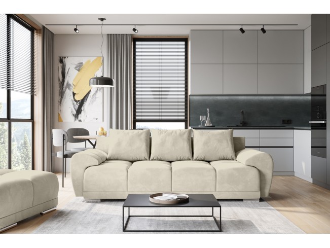 Sofa Bego 3 z funkcją spania welur Monolith 02 ecru