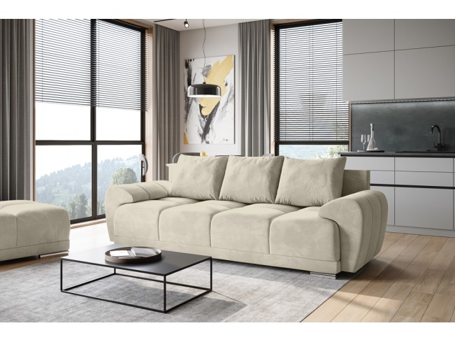 Sofa Bego 3 z funkcją spania welur Monolith 02 ecru