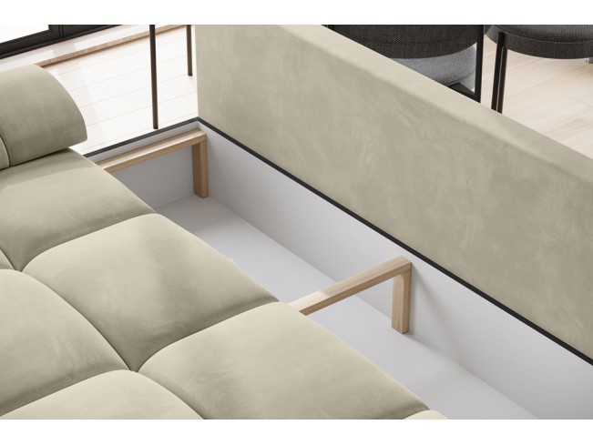 Sofa Bego 3 z funkcją spania welur Monolith 04 beżowa