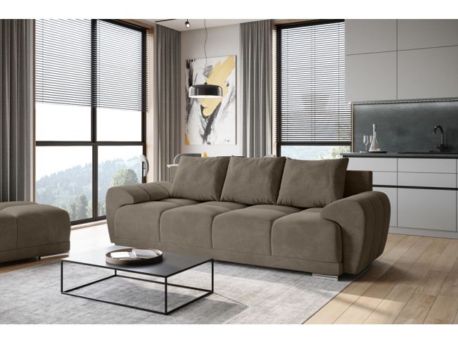 Sofa Bego 3 z funkcją spania welur Monolith 09 jasny brąz