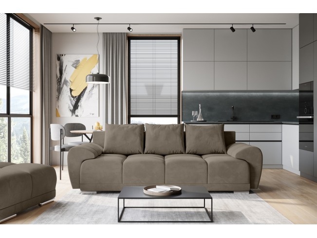 Sofa Bego 3 z funkcją spania welur Monolith 09 jasny brąz