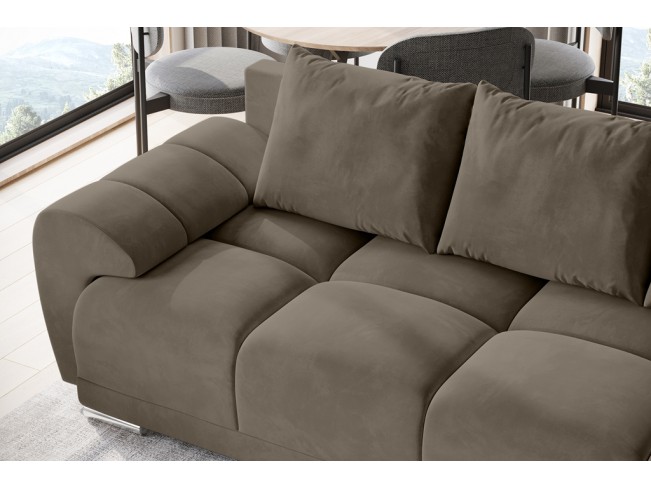 Sofa Bego 3 z funkcją spania welur Monolith 09 jasny brąz