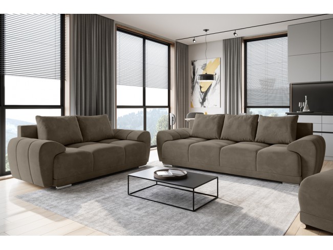 Sofa Bego 3 z funkcją spania welur Monolith 09 jasny brąz