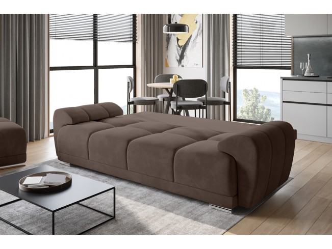 Sofa Bego 3 z funkcją spania welur Monolith 15 mleczna czekolada