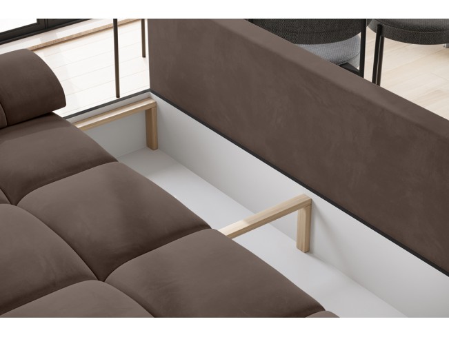 Sofa Bego 3 z funkcją spania welur Monolith 15 mleczna czekolada