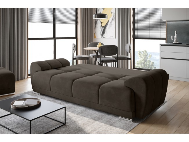 Sofa Bego 3 z funkcją spania welur Monolith 20 szary brąz