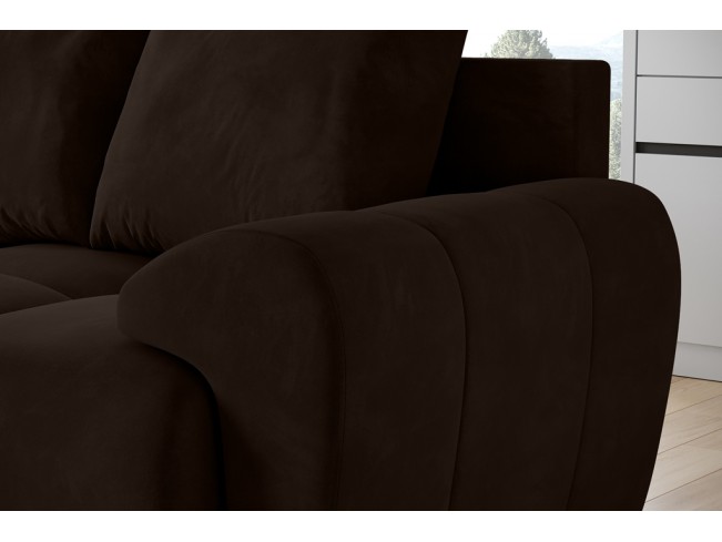Sofa Bego 3 z funkcją spania welur Monolith 29 ciemny brąz