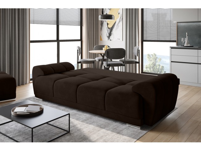 Sofa Bego 3 z funkcją spania welur Monolith 29 ciemny brąz