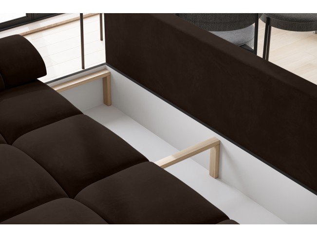 Sofa Bego 3 z funkcją spania welur Monolith 29 ciemny brąz