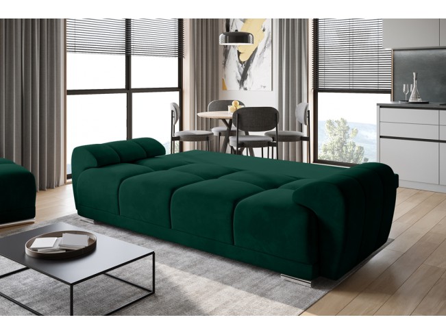Sofa Bego 3 z funkcją spania welur Monolith 37 zielony
