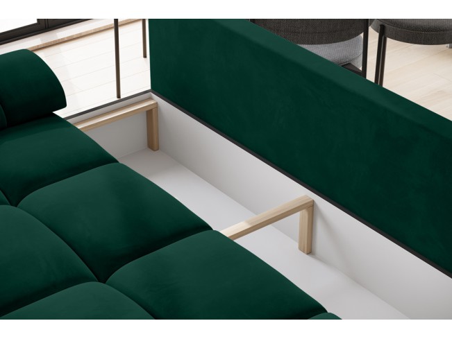 Sofa Bego 3 z funkcją spania welur Monolith 37 zielony