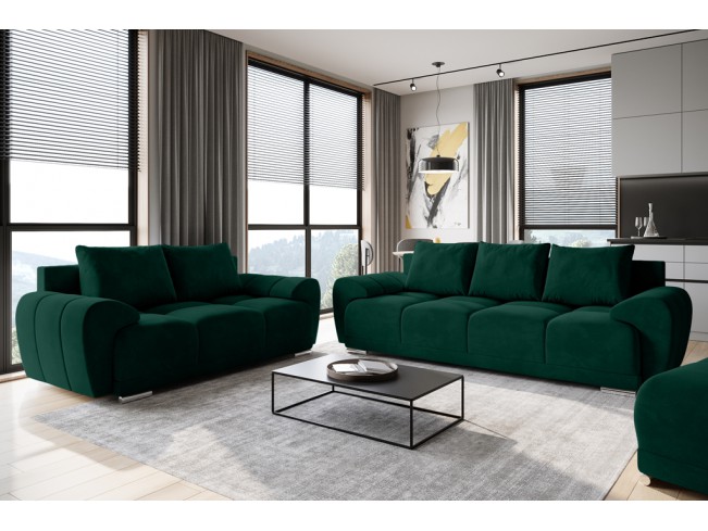 Sofa Bego 3 z funkcją spania welur Monolith 37 zielony