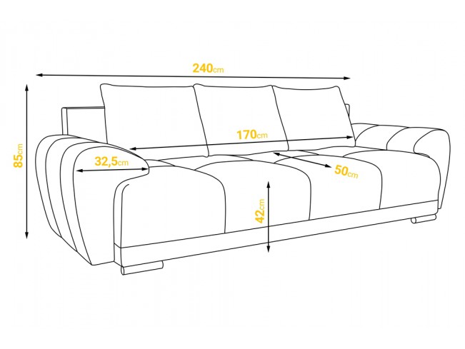 Sofa Bego 3 z funkcją spania welur Monolith 38 oliwkowy