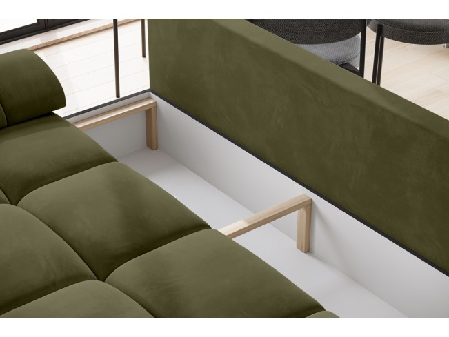 Sofa Bego 3 z funkcją spania welur Monolith 38 oliwkowy