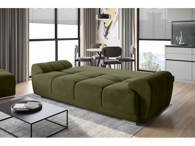 Sofa Bego 3 z funkcją spania welur Monolith 38 oliwkowy
