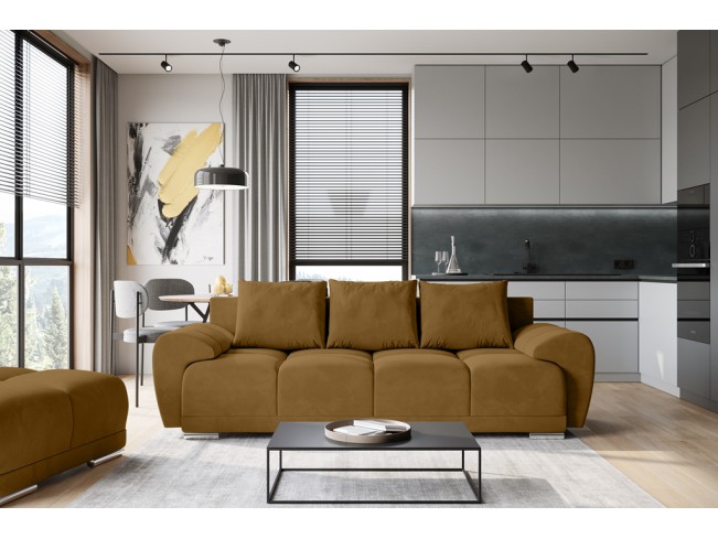 Sofa Bego 3 z funkcją spania welur Monolith 48 miodowy