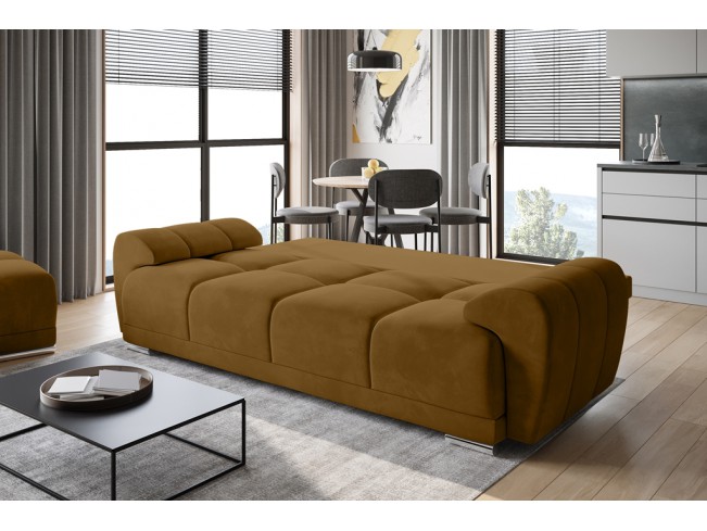 Sofa Bego 3 z funkcją spania welur Monolith 48 miodowy