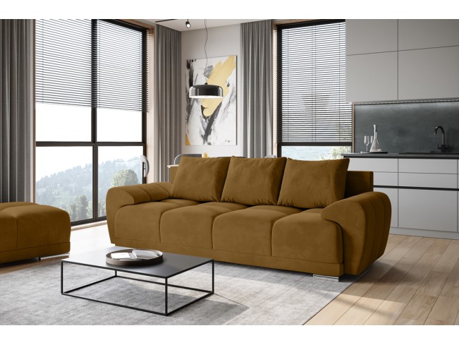 Sofa Bego 3 z funkcją spania welur Monolith 48 miodowy