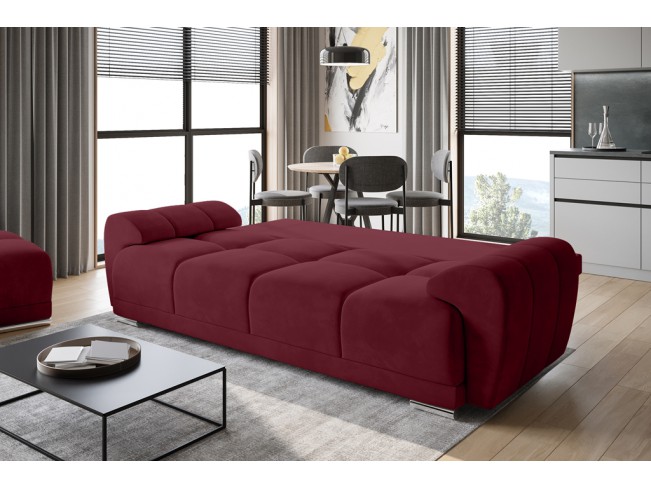 Sofa Bego 3 z funkcją spania welur Monolith 59 czerwony