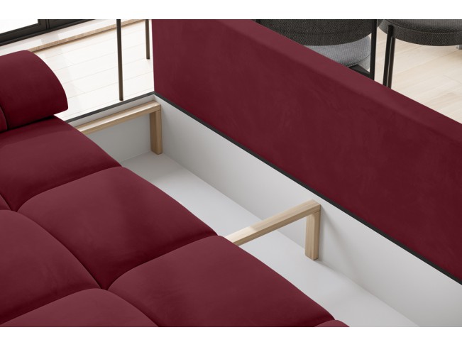 Sofa Bego 3 z funkcją spania welur Monolith 59 czerwony