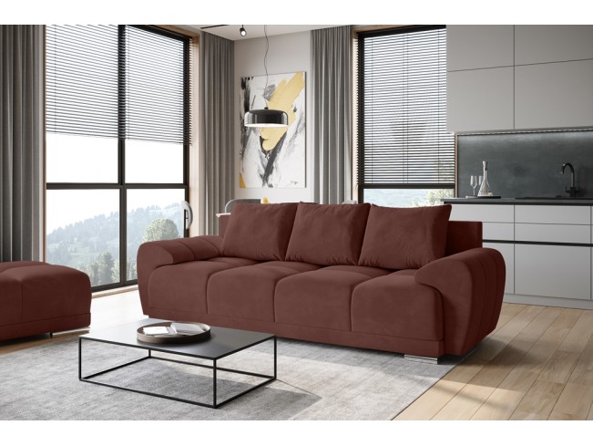 Sofa Bego 3 z funkcją spania welur Monolith 63 brudny róż