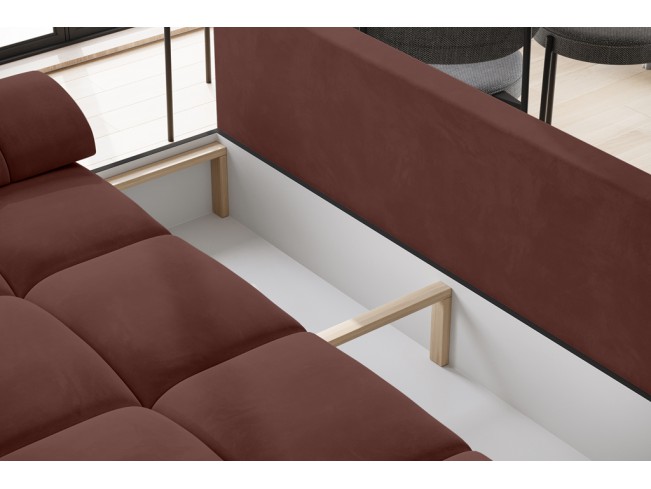 Sofa Bego 3 z funkcją spania welur Monolith 63 brudny róż