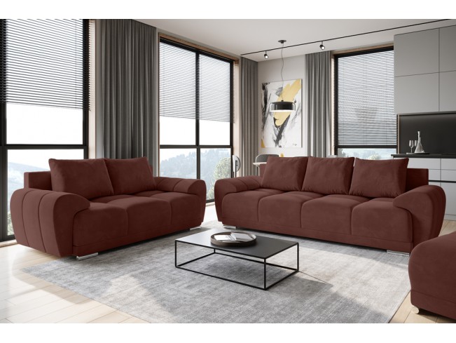 Sofa Bego 3 z funkcją spania welur Monolith 63 brudny róż