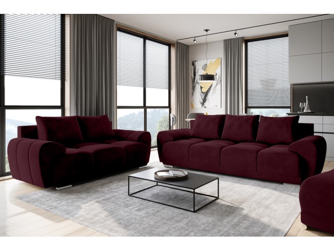 Sofa Bego 3 z funkcją spania welur Monolith 69 bordowy