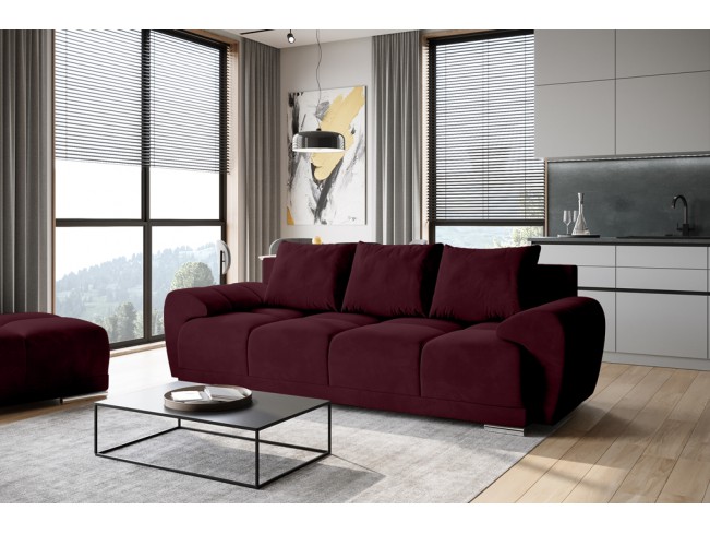 Sofa Bego 3 z funkcją spania welur Monolith 69 bordowy