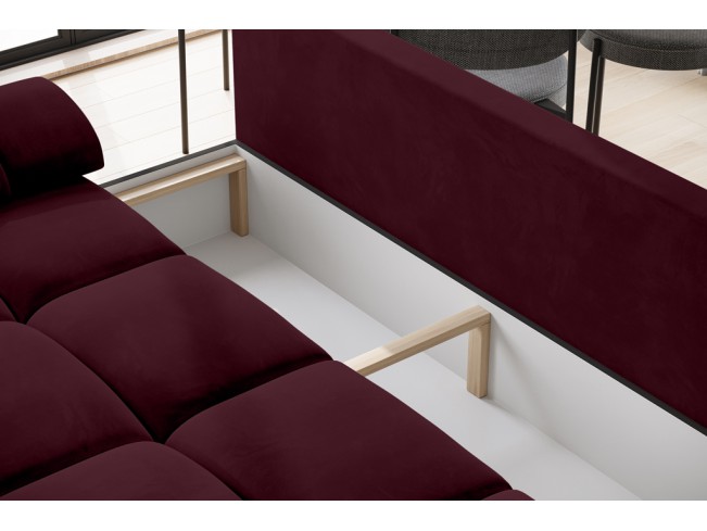 Sofa Bego 3 z funkcją spania welur Monolith 69 bordowy
