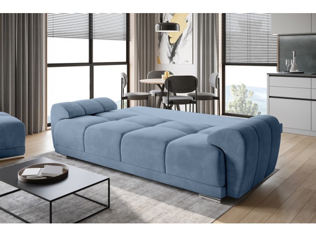 Sofa Bego 3 z funkcją spania welur Monolith 70 szaro-niebieski