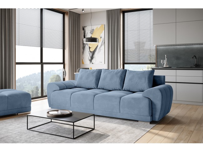 Sofa Bego 3 z funkcją spania welur Monolith 70 szaro-niebieski
