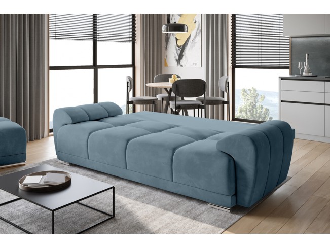 Sofa Bego 3 z funkcją spania welur Monolith 72 błękitny