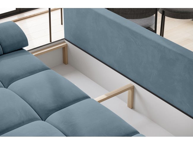 Sofa Bego 3 z funkcją spania welur Monolith 72 błękitny
