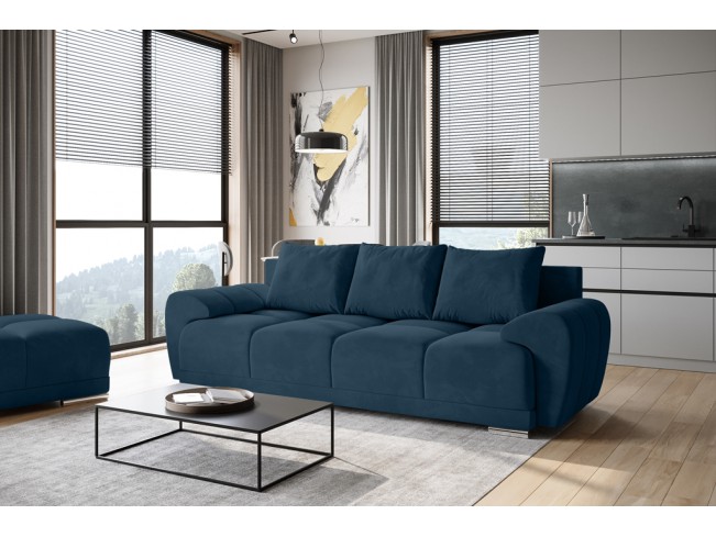 Sofa Bego 3 z funkcją spania welur Monolith 76 lazurowy