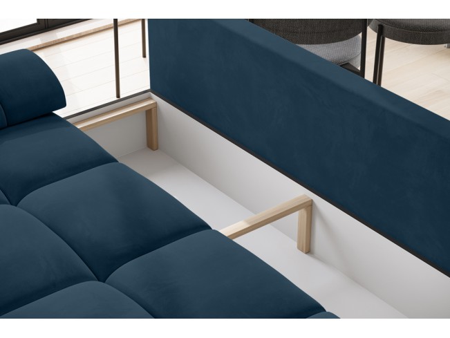 Sofa Bego 3 z funkcją spania welur Monolith 76 lazurowy