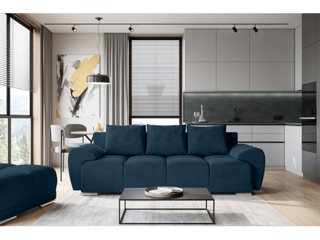 Sofa Bego 3 z funkcją spania welur Monolith 77 granatowy