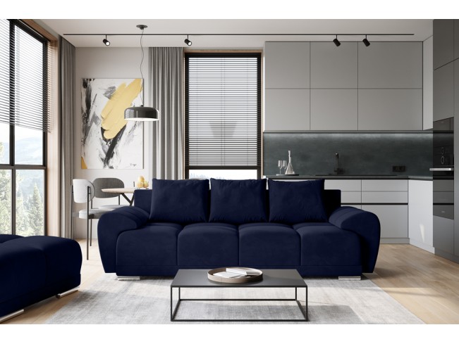 Sofa Bego 3 z funkcją spania welur Monolith 79 ciemny granat