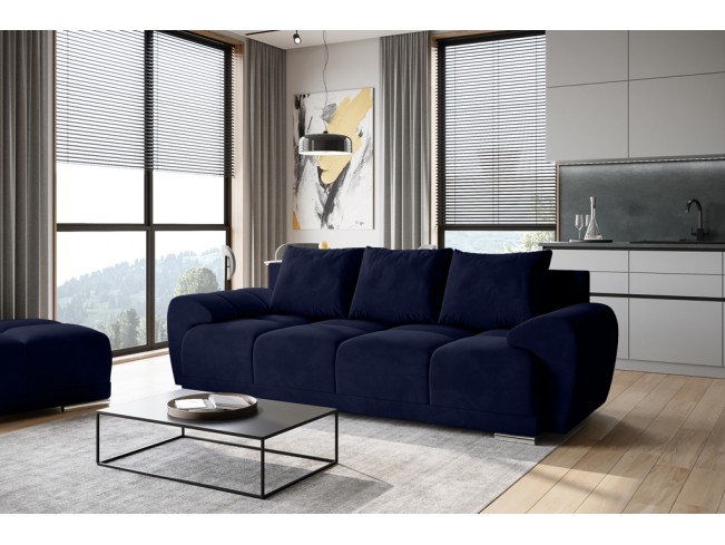 Sofa Bego 3 z funkcją spania welur Monolith 79 ciemny granat