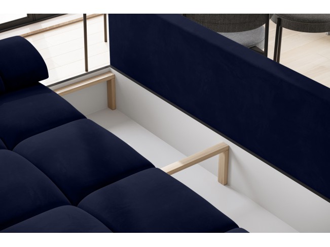 Sofa Bego 3 z funkcją spania welur Monolith 79 ciemny granat