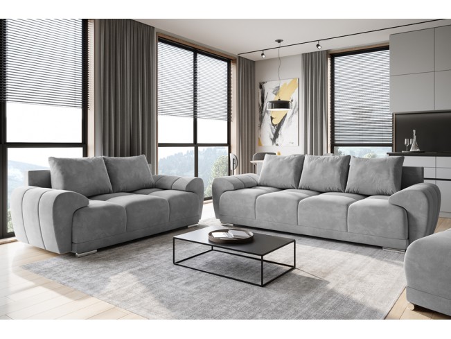 Sofa Bego 3 z funkcją spania welur Monolith 84 jasny szary